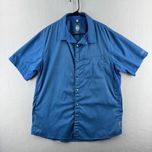 Club Ride Shirt Mens XL Blue Snap Zip Pocket Vented Mountain Biking Cycling